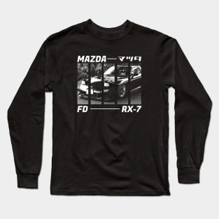 MAZDA RX-7 FD Black 'N White 3 (Black Version) Long Sleeve T-Shirt